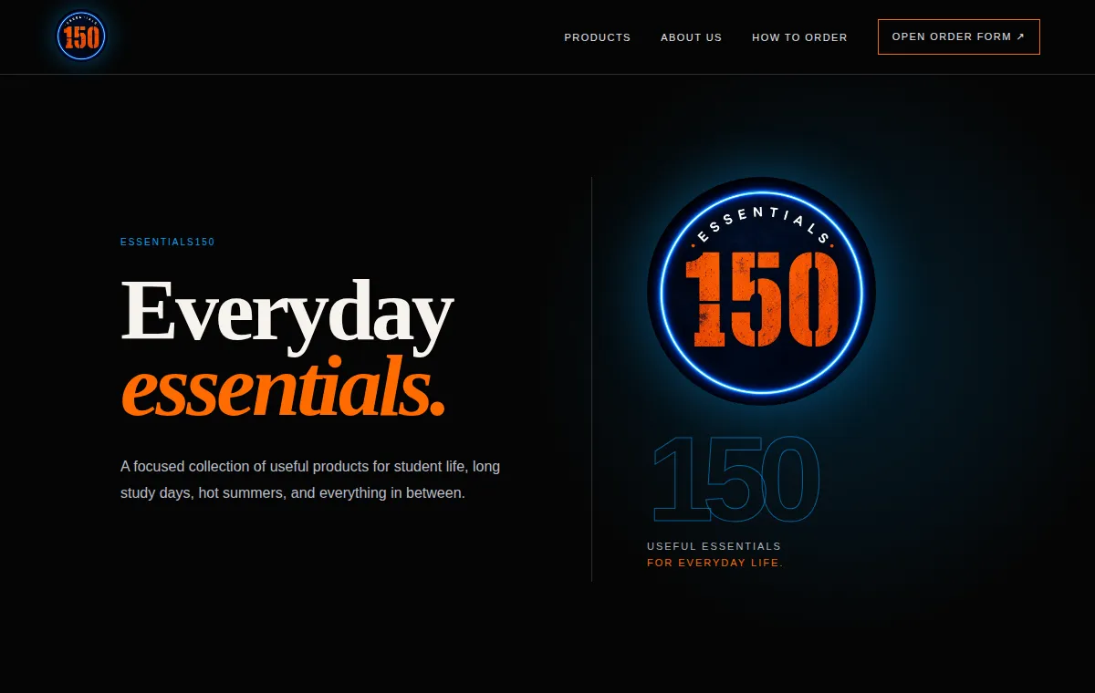 Essentials150 website preview